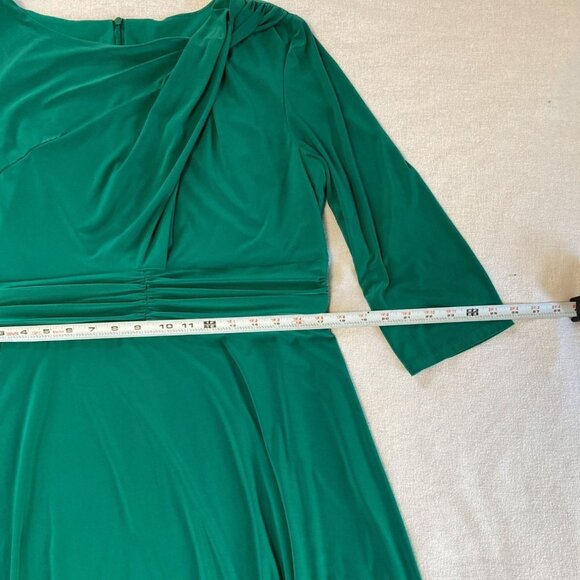Serengeti Dress Emerald Green Twist Front Shoulder Long Sleeve Size Large Midi - Picture 8 of 13